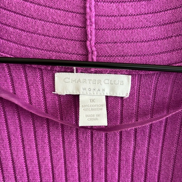 Charter Club Open Front Sweater Cardigan Size 1X Ribbed Office Casual Stretch - Picture 14 of 16